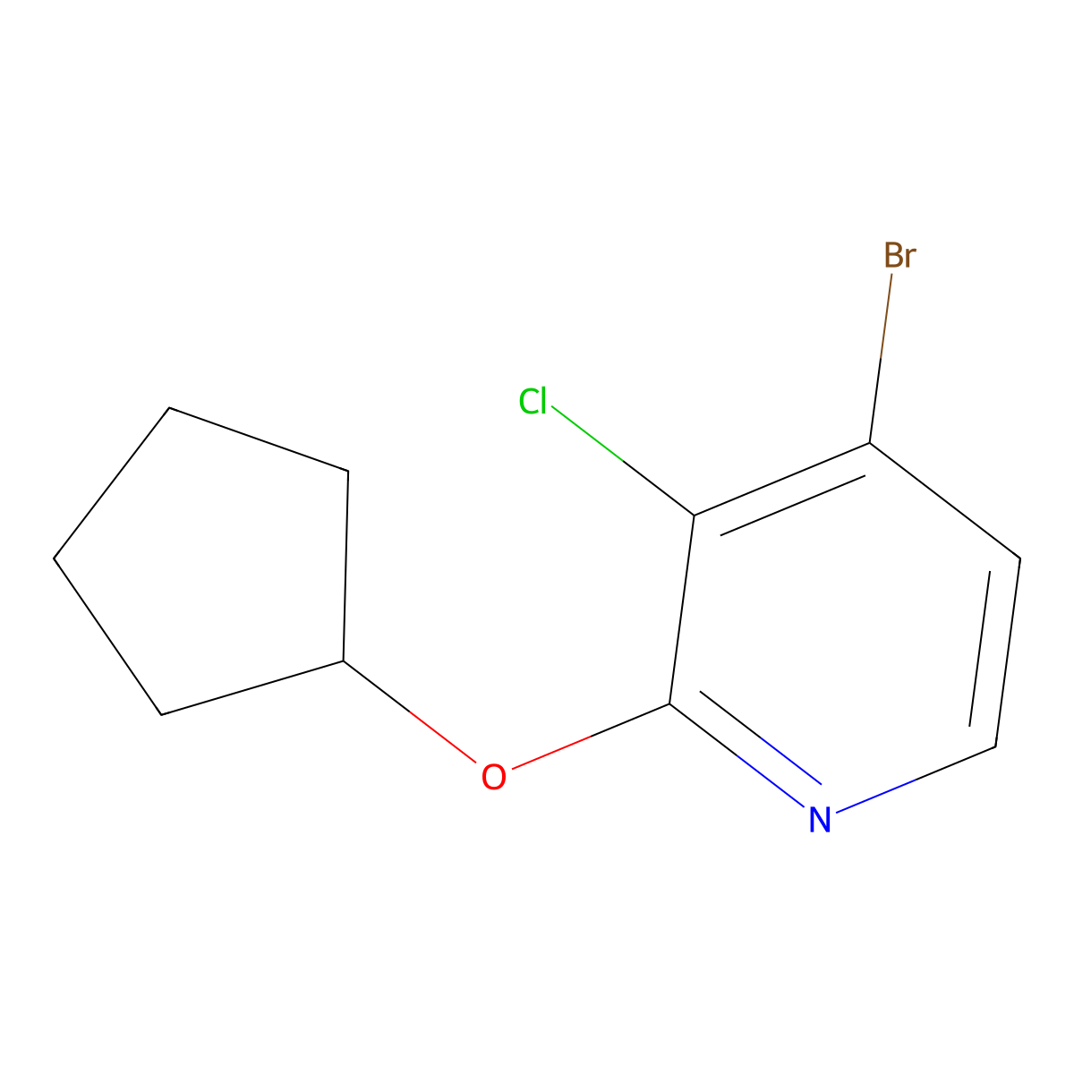 4-Bromo-3-chloro-2-(cyclopentyloxy)pyridine molecular structure, CAS 1881293-63-5