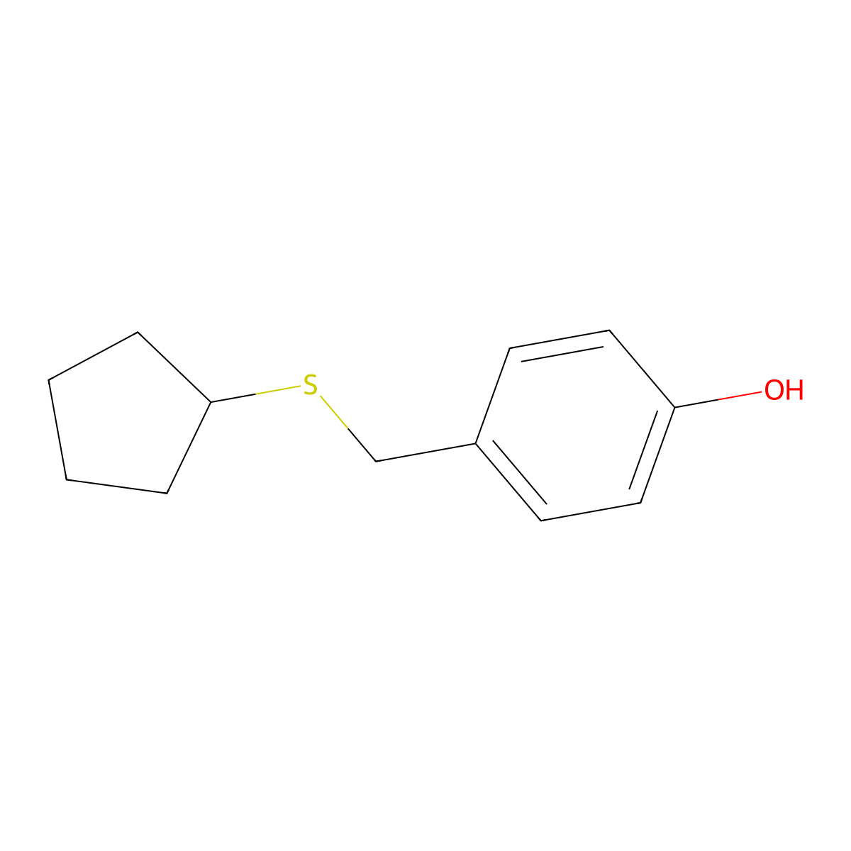 4-[(Cyclopentylsulfanyl)methyl]phenol molecular structure, CAS 1881293-91-9
