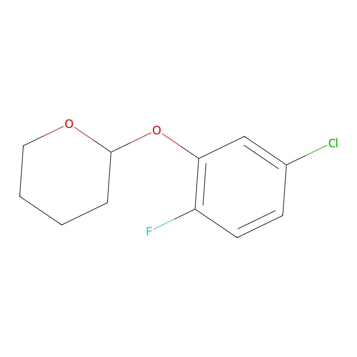 2-(5-Chloro-2-fluorophenoxy)oxane molecular structure, CAS 1881293-93-1
