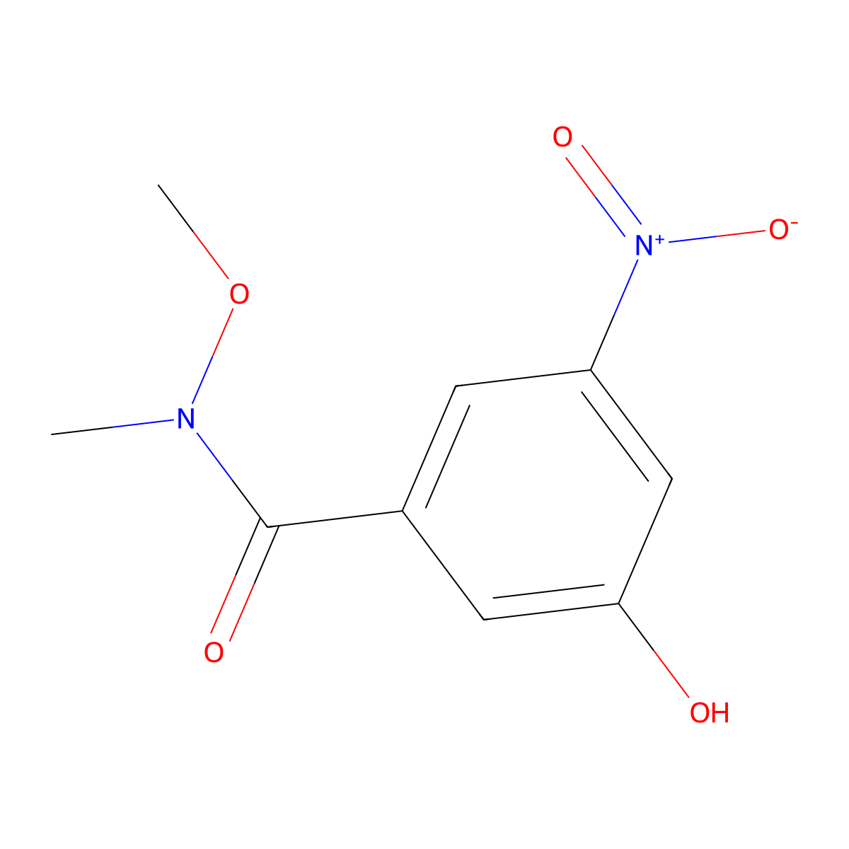 3-Hydroxy-N-methoxy-N-methyl-5-nitrobenzamide molecular structure, CAS 1881293-95-3