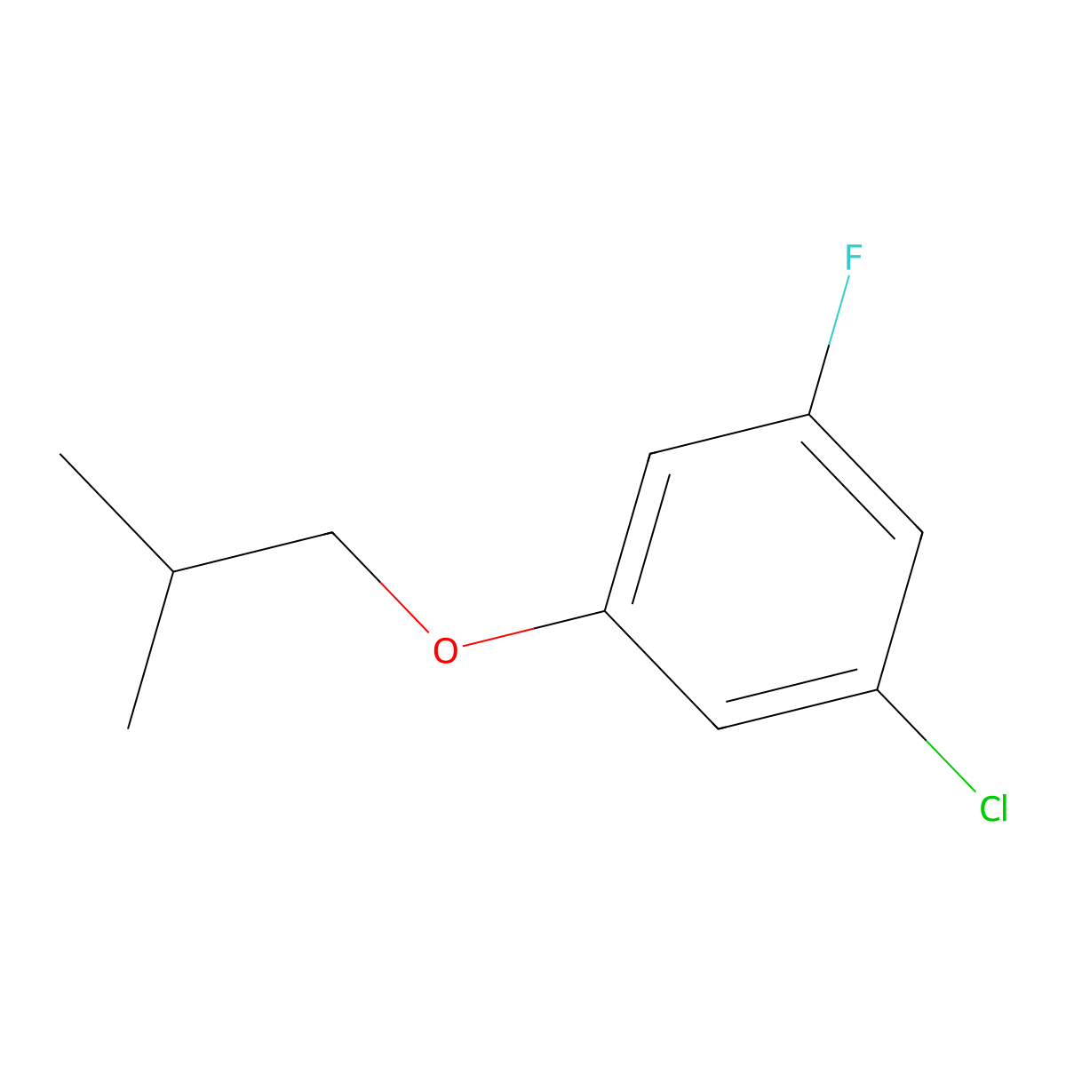1-Chloro-3-fluoro-5-(2-methylpropoxy)benzene molecular structure, CAS 1881295-09-5