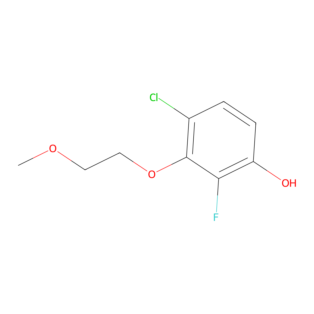 4-Chloro-2-fluoro-3-(2-methoxyethoxy)phenol molecular structure, CAS 1881295-12-0