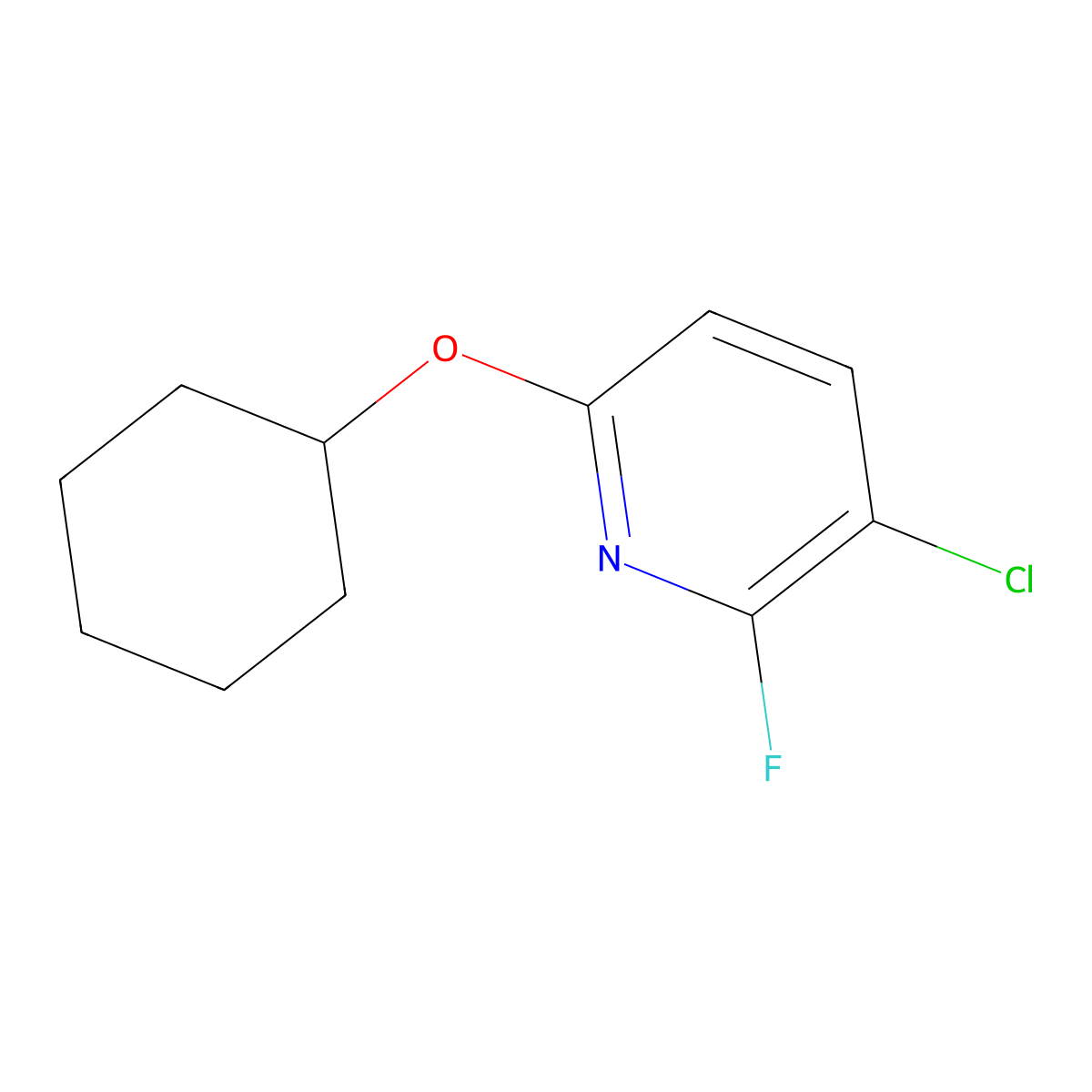 3-Chloro-6-(cyclohexyloxy)-2-fluoropyridine molecular structure, CAS 1881295-15-3