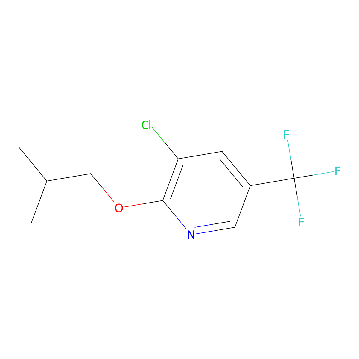 3-Chloro-2-(2-methylpropoxy)-5-(trifluoromethyl)pyridine molecular structure, CAS 1881295-26-6