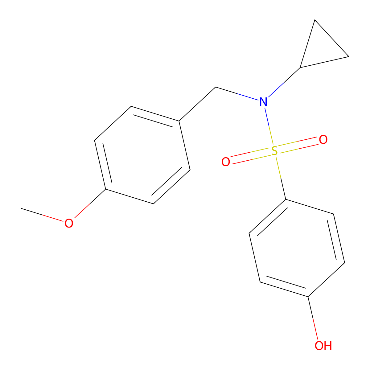 N-cyclopropyl-4-hydroxy-N-[(4-methoxyphenyl)methyl]benzene-1-sulfonamide molecular structure, CAS 1881295-36-8