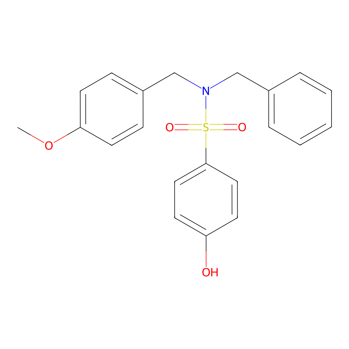 N-benzyl-4-hydroxy-N-[(4-methoxyphenyl)methyl]benzene-1-sulfonamide molecular structure, CAS 1881295-41-5
