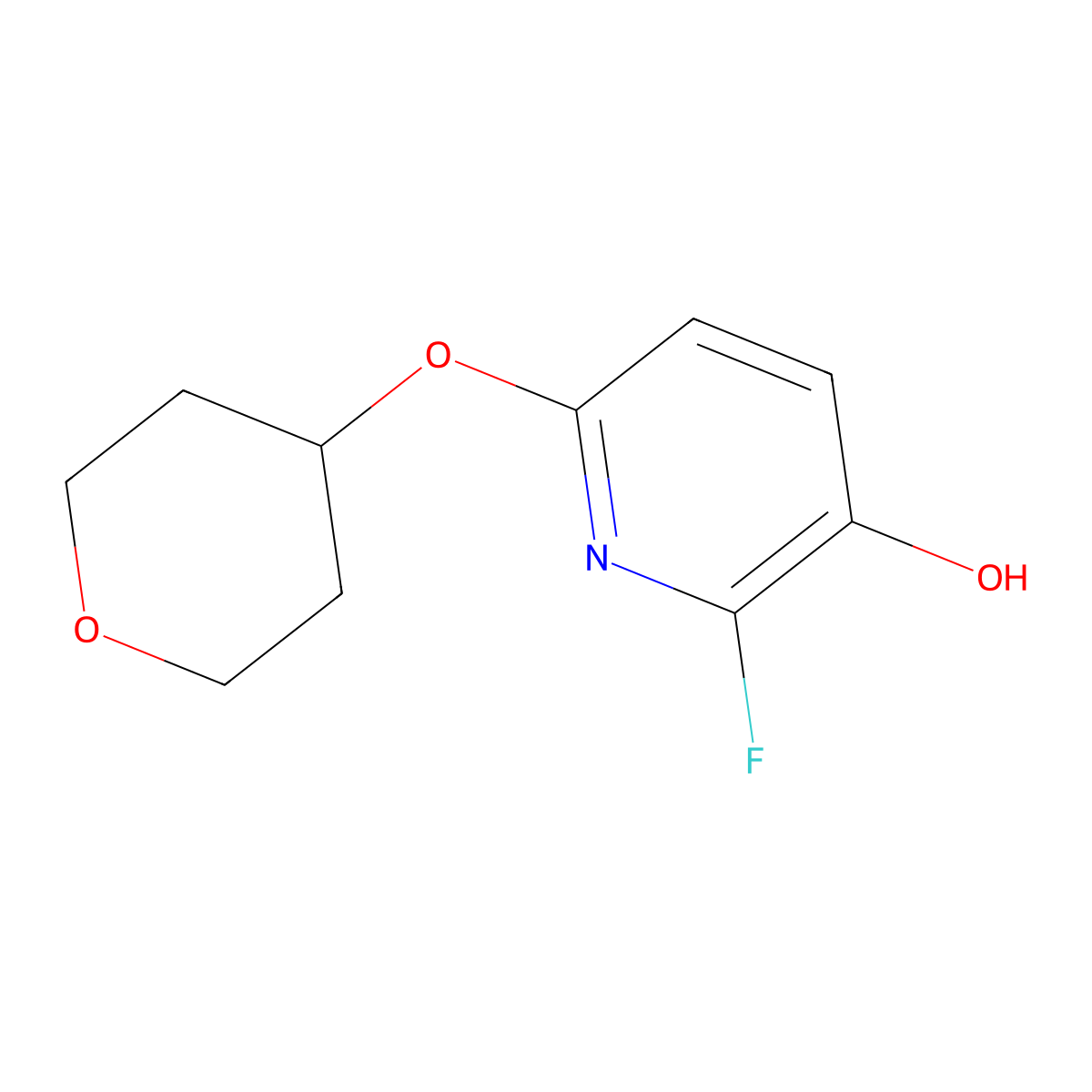 2-Fluoro-6-(oxan-4-yloxy)pyridin-3-OL molecular structure, CAS 1881295-46-0