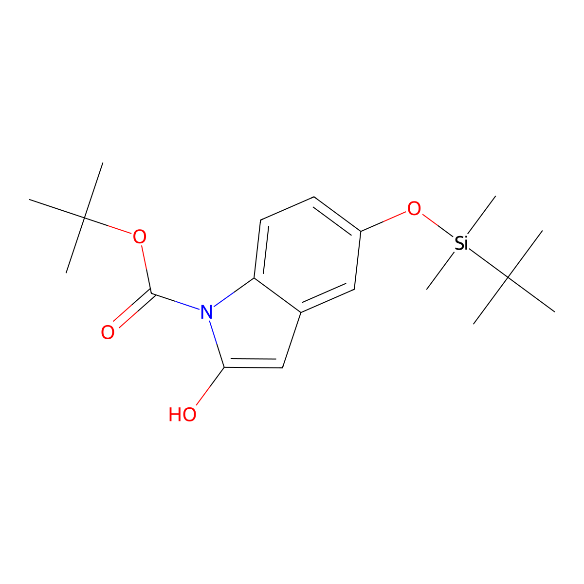tert-butyl 5-[(tert-butyldimethylsilyl)oxy]-2-hydroxy-1H-indole-1-carboxylate molecular structure, CAS 1881295-48-2