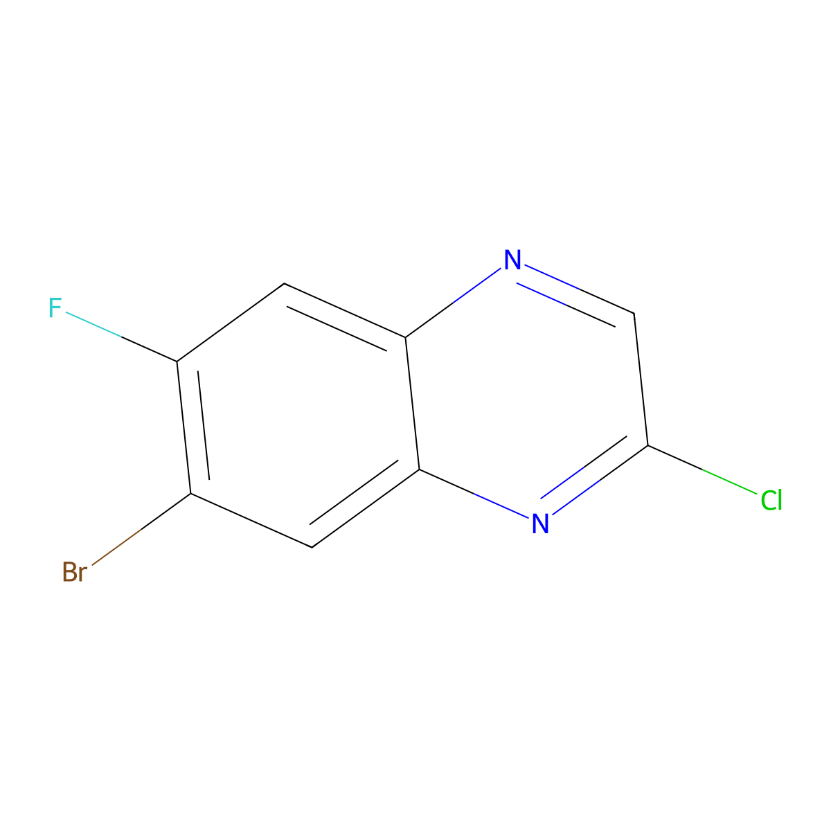 7-Bromo-2-chloro-6-fluoroquinoxaline molecular structure, CAS 1881295-54-0