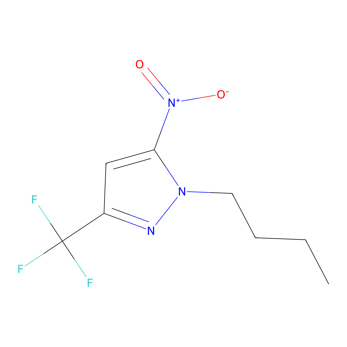 1-butyl-5-nitro-3-(trifluoromethyl)-1H-pyrazole molecular structure, CAS 1881295-58-4