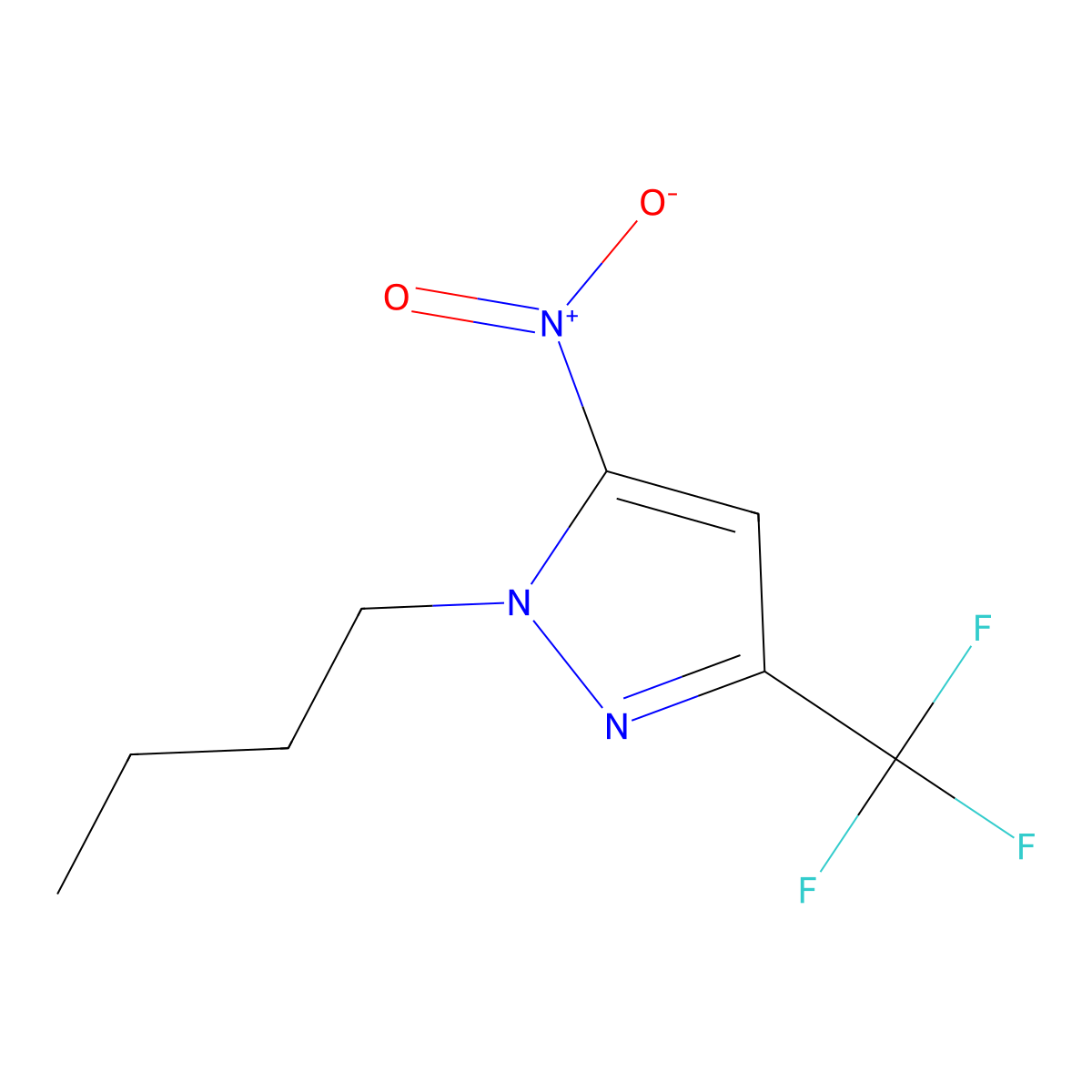 1-butyl-5-nitro-3-(trifluoromethyl)-1H-pyrazole molecular structure, CAS 1881295-58-4