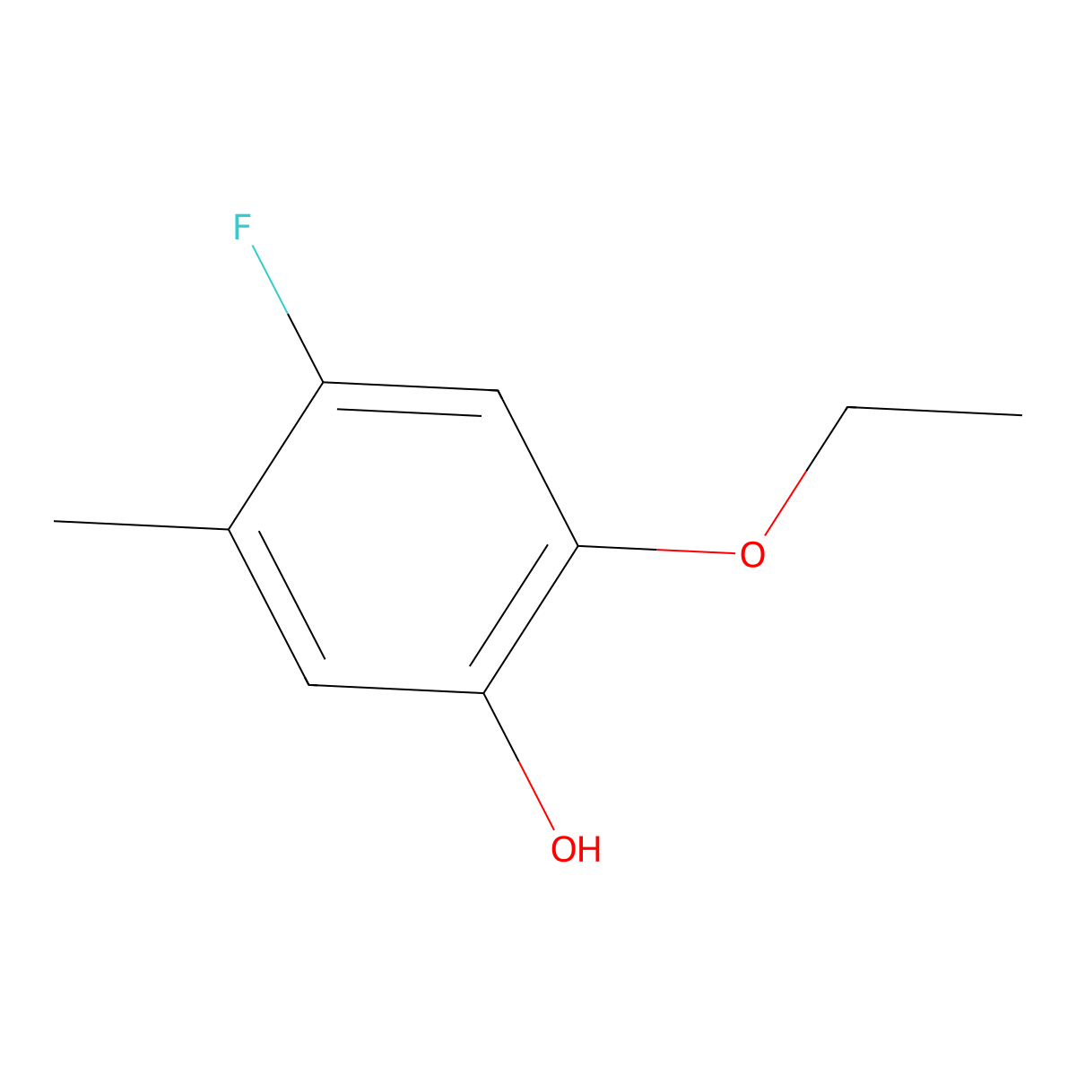 2-Ethoxy-4-fluoro-5-methylphenol molecular structure, CAS 1881295-83-5