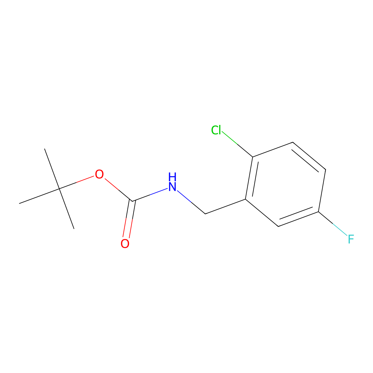 Tert-butyl N-[(2-chloro-5-fluorophenyl)methyl]carbamate molecular structure, CAS 1881295-87-9