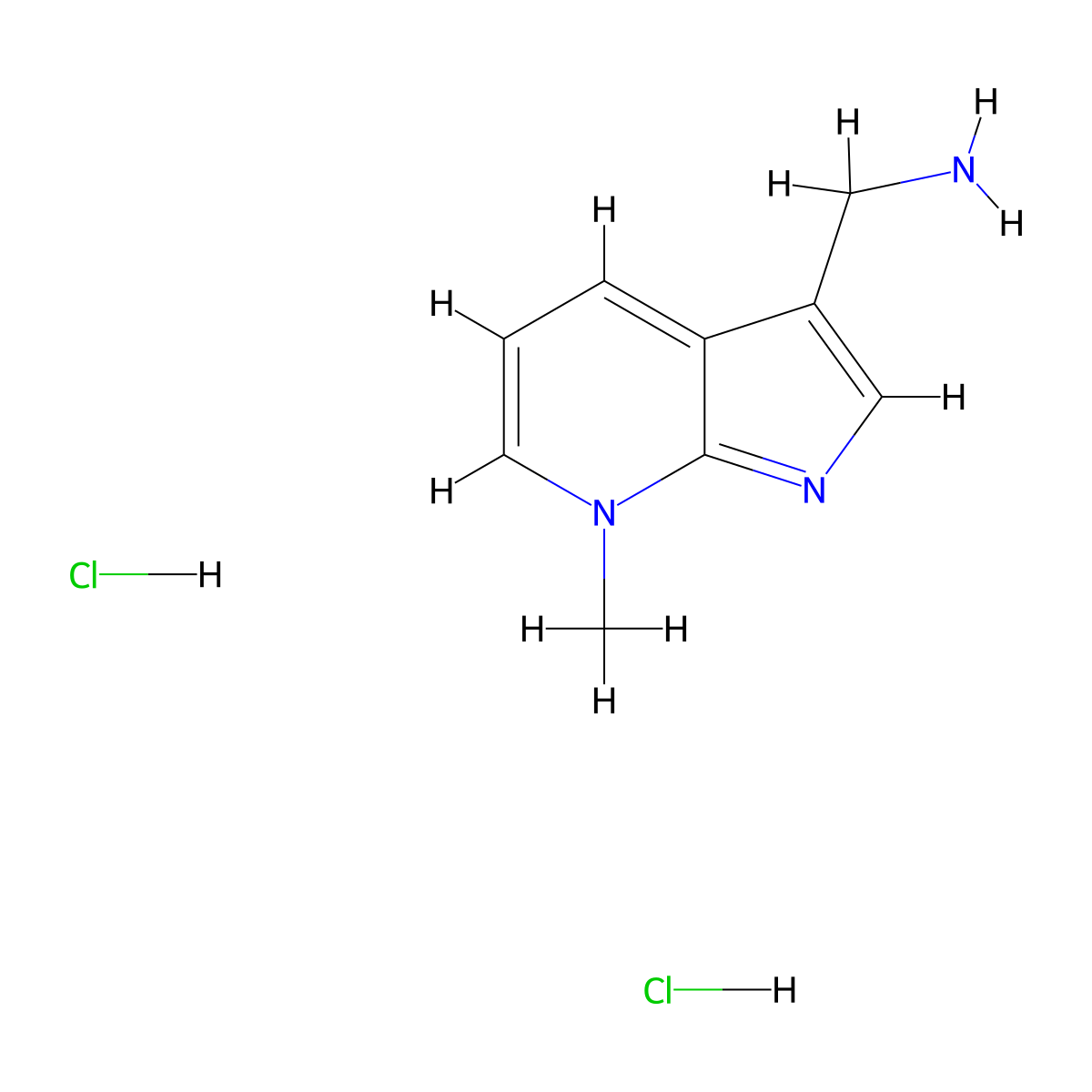 (7-methyl-7H-pyrrolo[2,3-b]pyridin-3-yl)methanamine dihydrochloride molecular structure, CAS 1881296-03-2