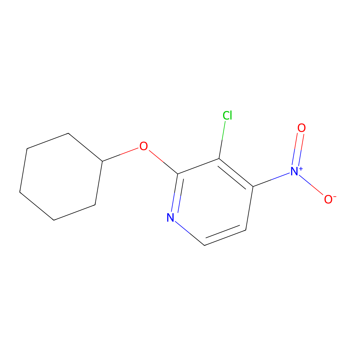 3-Chloro-2-(cyclohexyloxy)-4-nitropyridine molecular structure, CAS 1881296-14-5