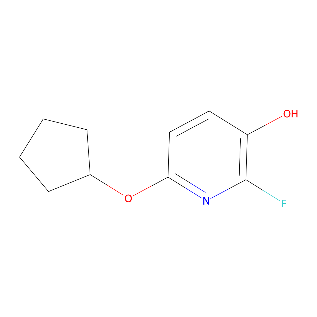 6-(Cyclopentyloxy)-2-fluoropyridin-3-OL molecular structure, CAS 1881296-17-8