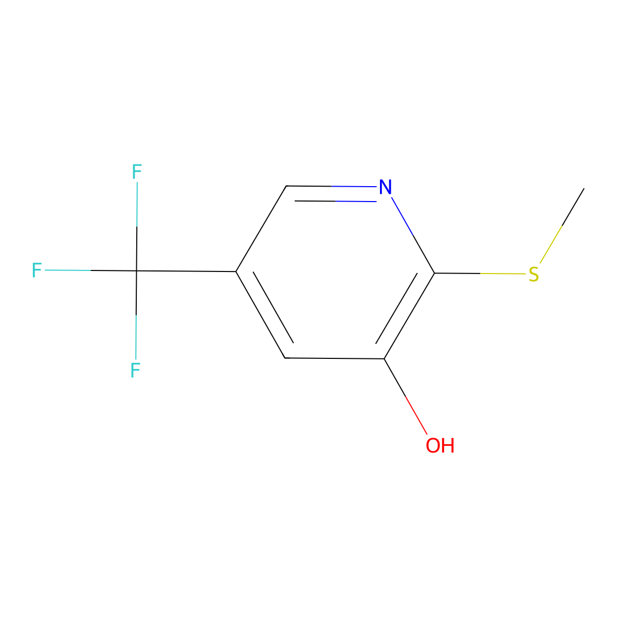 2-(Methylsulfanyl)-5-(trifluoromethyl)pyridin-3-OL molecular structure, CAS 1881296-23-6