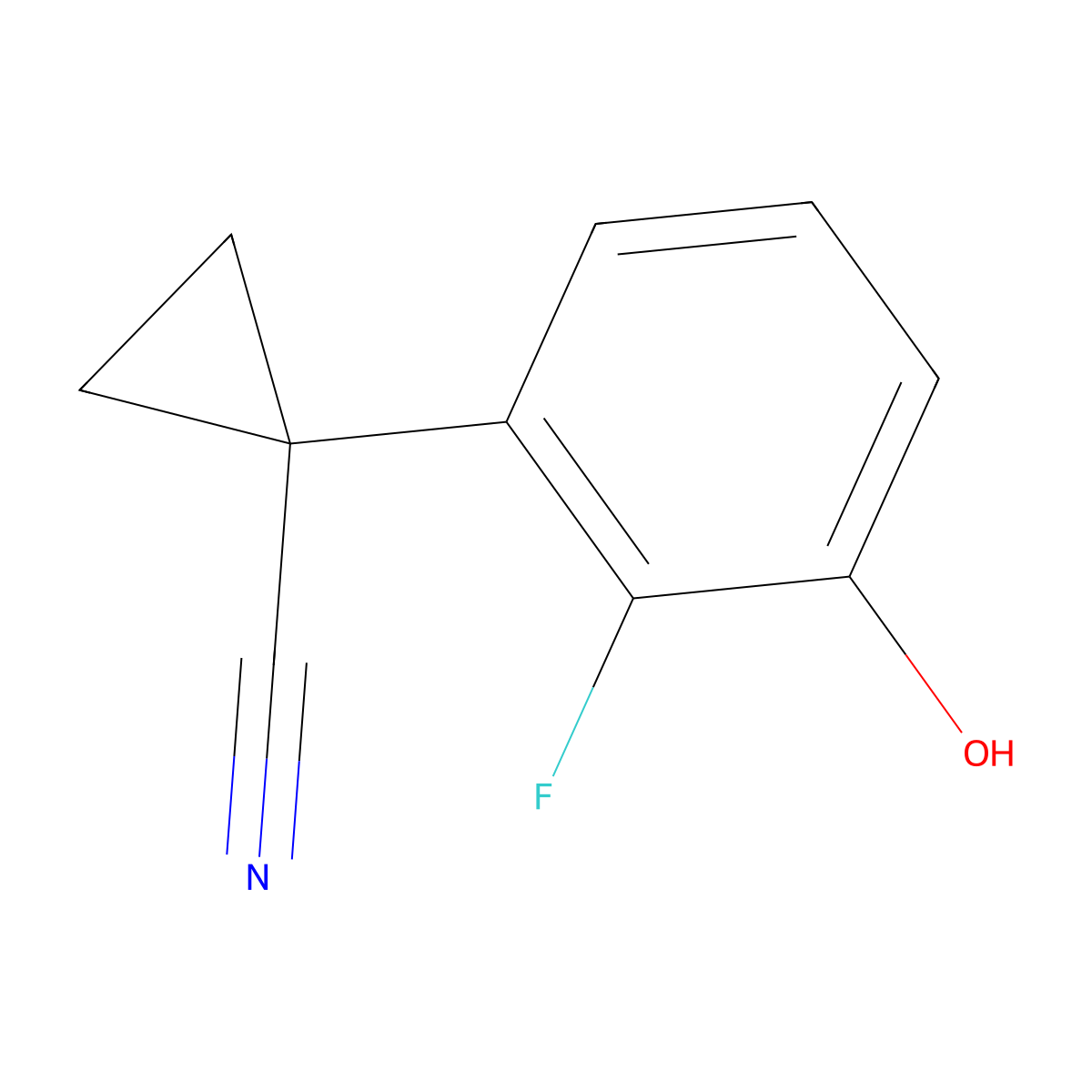 1-(2-Fluoro-3-hydroxyphenyl)cyclopropane-1-carbonitrile molecular structure, CAS 1881320-49-5