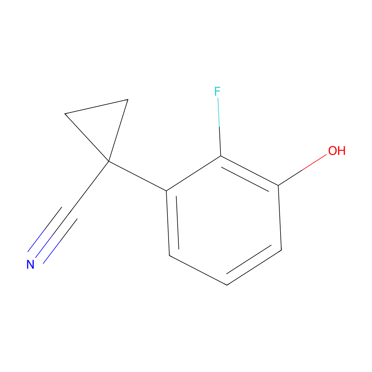 1-(2-Fluoro-3-hydroxyphenyl)cyclopropane-1-carbonitrile molecular structure, CAS 1881320-49-5