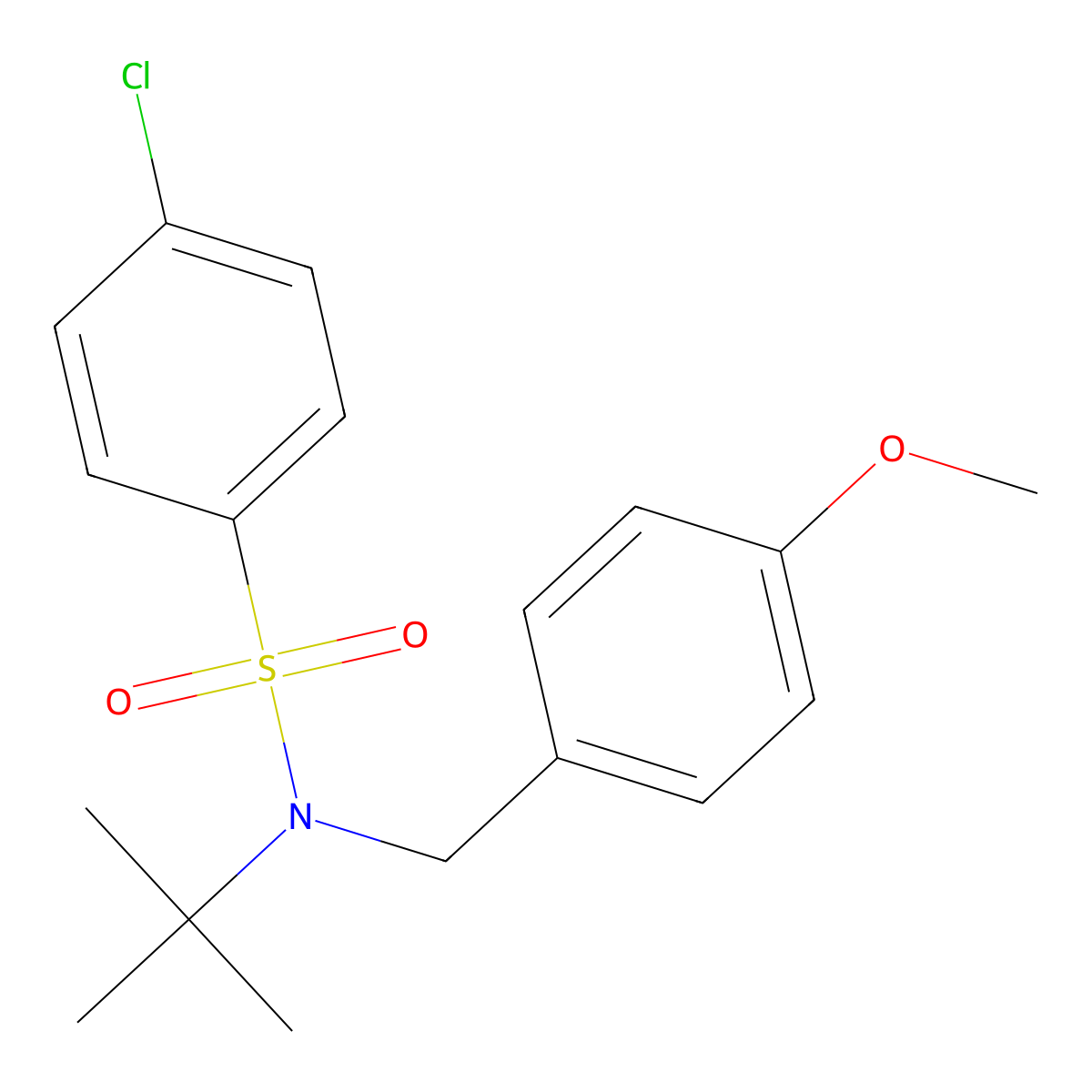N-tert-butyl-4-chloro-N-[(4-methoxyphenyl)methyl]benzene-1-sulfonamide molecular structure, CAS 1881320-51-9