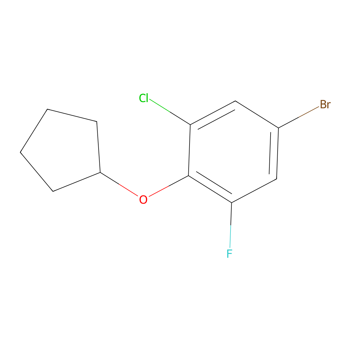 5-Bromo-1-chloro-2-(cyclopentyloxy)-3-fluorobenzene molecular structure, CAS 1881320-70-2