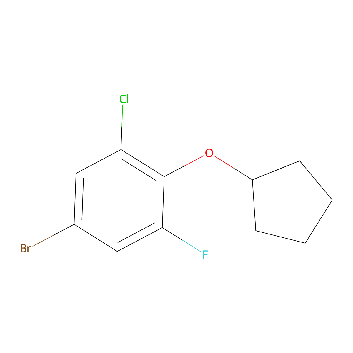 5-Bromo-1-chloro-2-(cyclopentyloxy)-3-fluorobenzene molecular structure, CAS 1881320-70-2