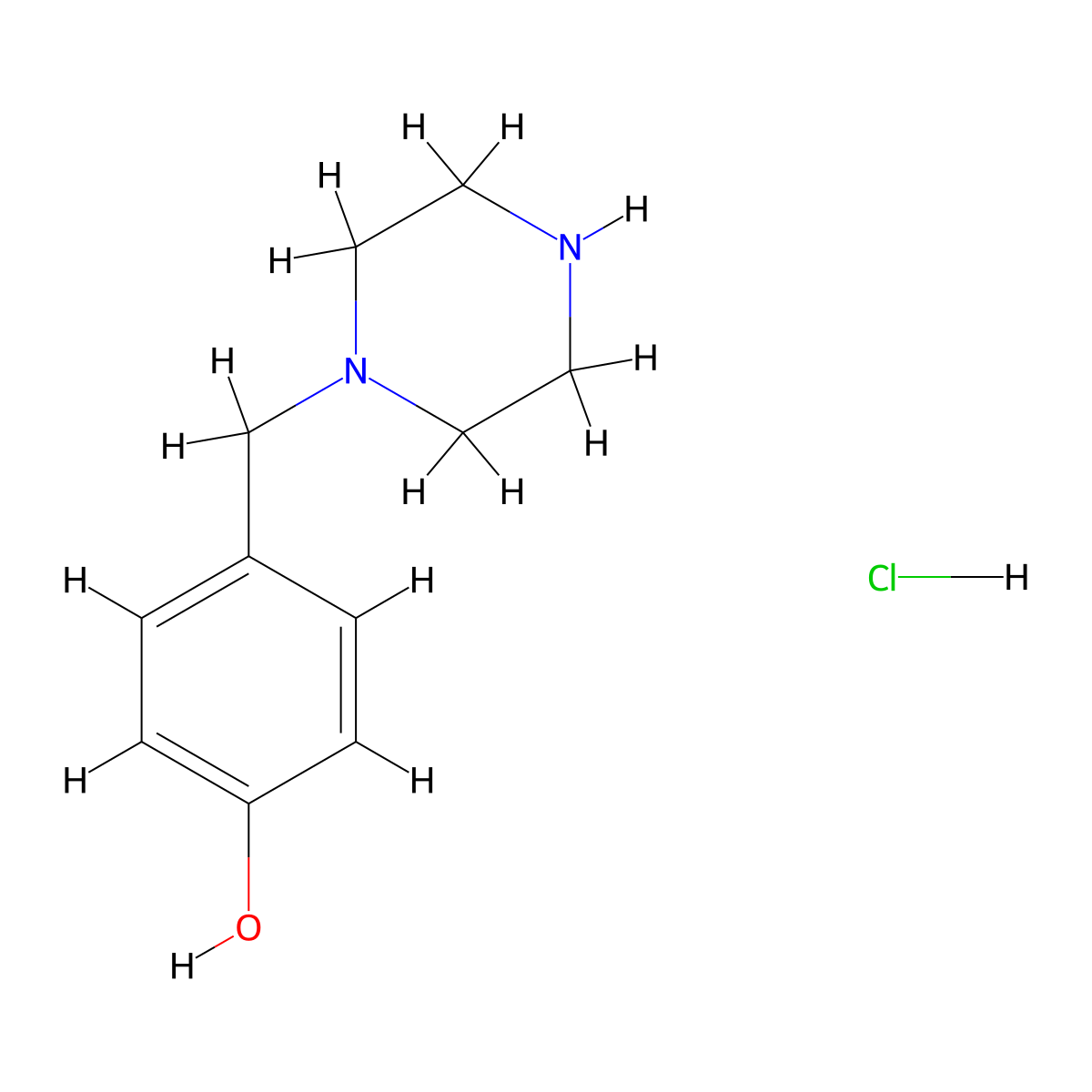 1-(4-Hydroxybenzyl)piperazine hcl molecular structure, CAS 1881320-76-8