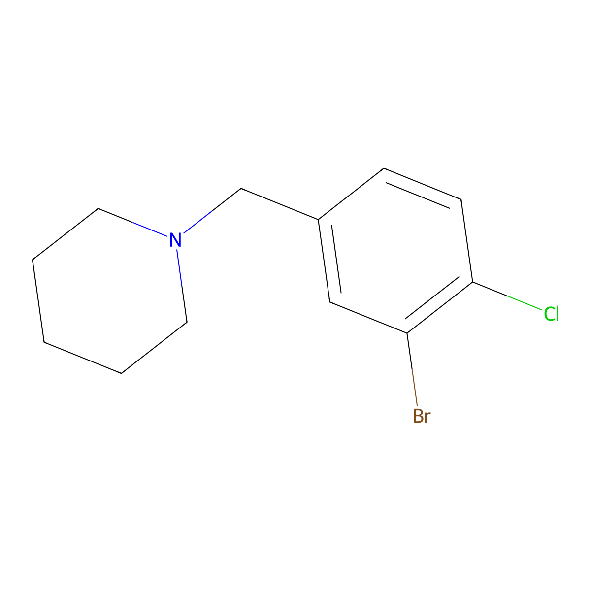 1-[(3-Bromo-4-chlorophenyl)methyl]piperidine molecular structure, CAS 1881320-84-8