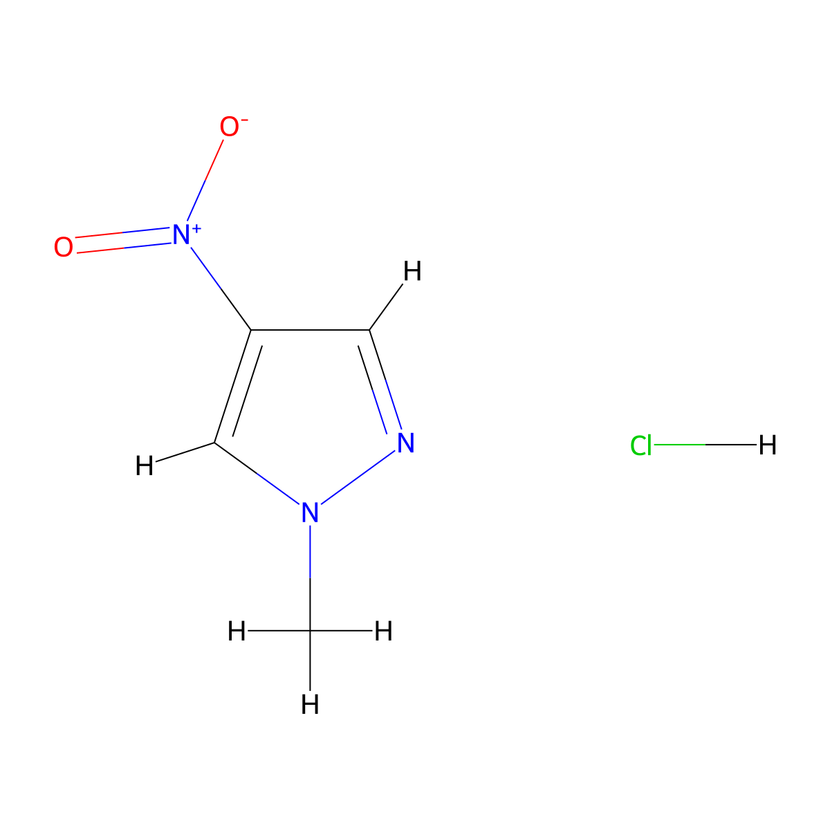 1-methyl-4-nitro-1H-pyrazole hydrochloride molecular structure, CAS 1881320-90-6