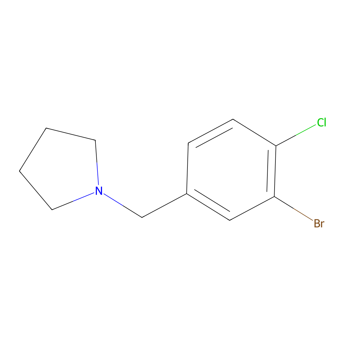 1-[(3-Bromo-4-chlorophenyl)methyl]pyrrolidine molecular structure, CAS 1881320-99-5