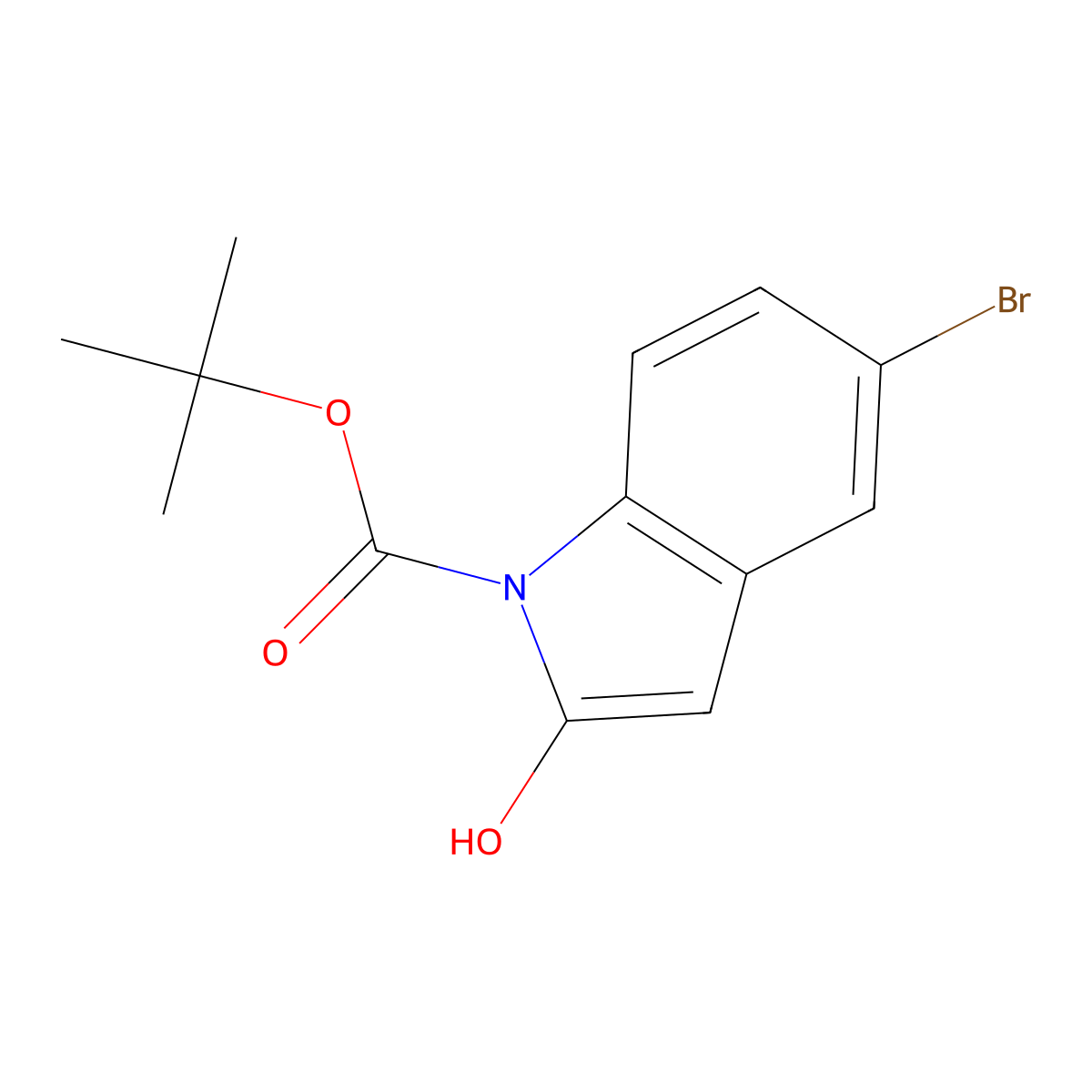 tert-butyl 5-bromo-2-hydroxy-1H-indole-1-carboxylate molecular structure, CAS 1881321-13-6
