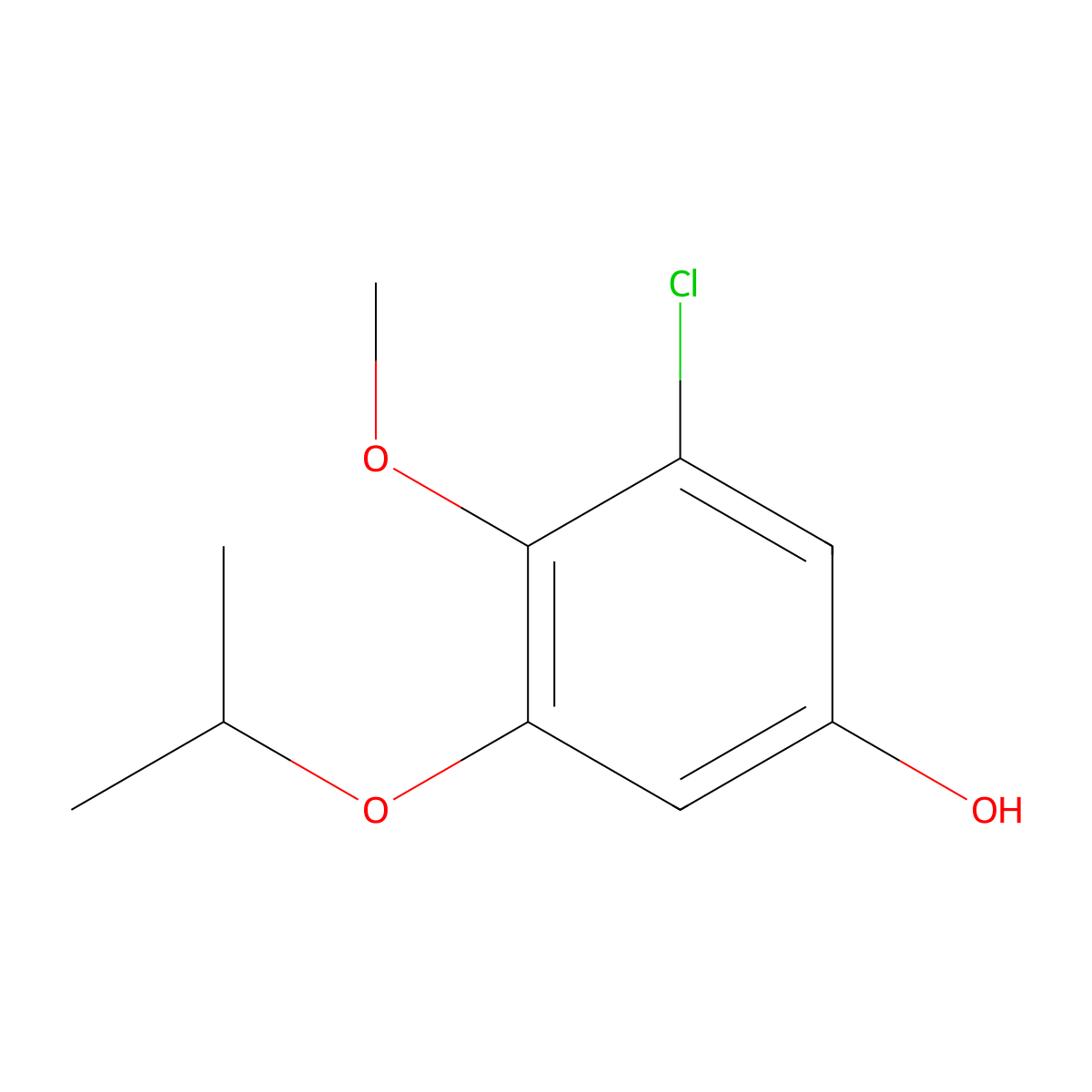 3-Chloro-4-methoxy-5-(propan-2-yloxy)phenol molecular structure, CAS 1881321-27-2