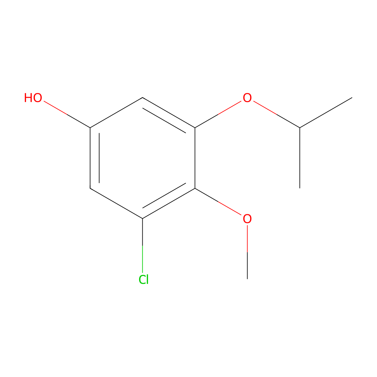 3-Chloro-4-methoxy-5-(propan-2-yloxy)phenol molecular structure, CAS 1881321-27-2