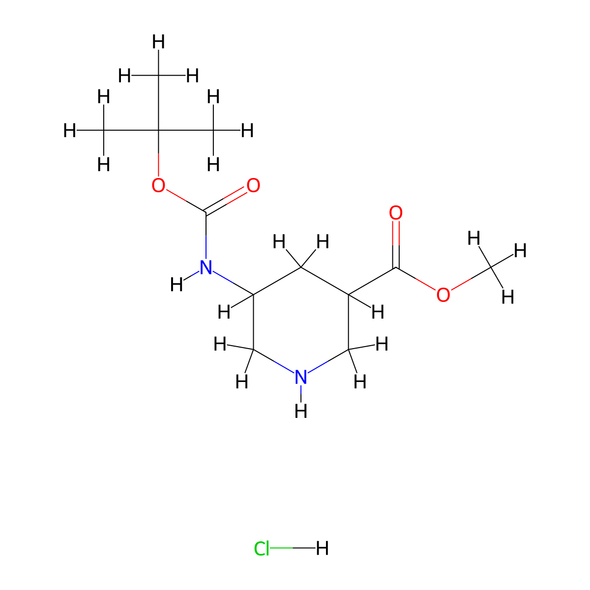 Methyl 5-(tert-butoxycarbonylamino)piperidine-3-carboxylate hydrochloride molecular structure, CAS 1881321-33-0