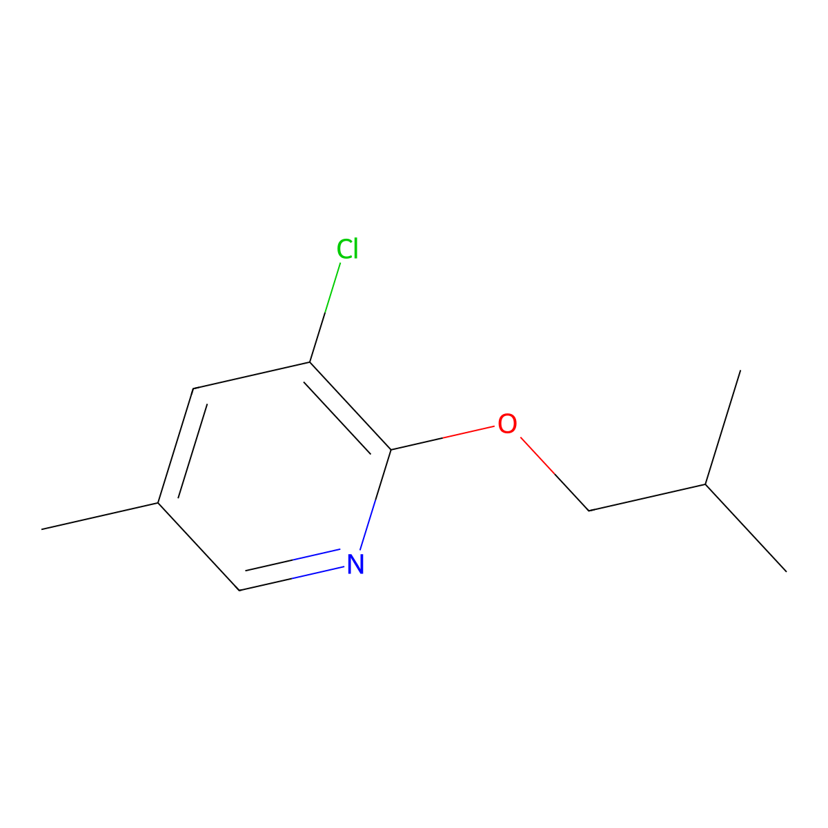 3-Chloro-5-methyl-2-(2-methylpropoxy)pyridine molecular structure, CAS 1881321-36-3