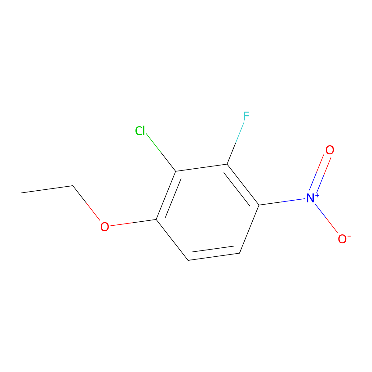 2-Chloro-1-ethoxy-3-fluoro-4-nitrobenzene molecular structure, CAS 1881321-47-6