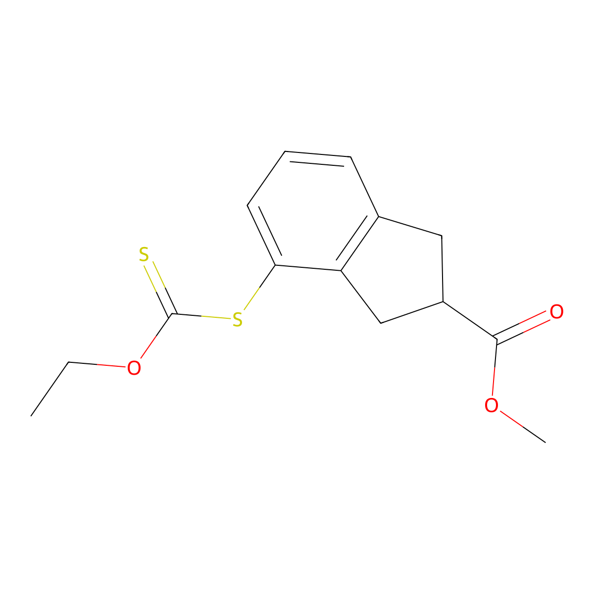 methyl 4-((ethoxycarbonothioyl)thio)-2,3-dihydro-1H-indene-2-carboxylate molecular structure, CAS 1881321-58-9