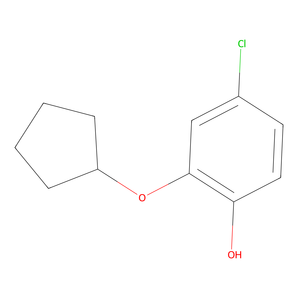 4-Chloro-2-(cyclopentyloxy)phenol molecular structure, CAS 1881321-80-7
