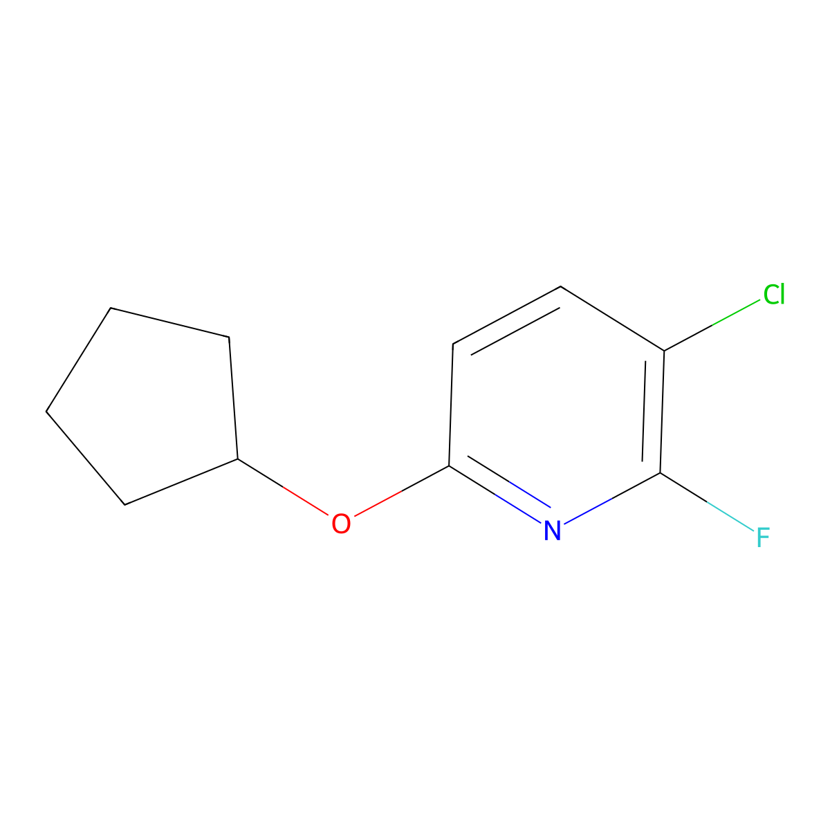 3-Chloro-6-(cyclopentyloxy)-2-fluoropyridine molecular structure, CAS 1881321-89-6