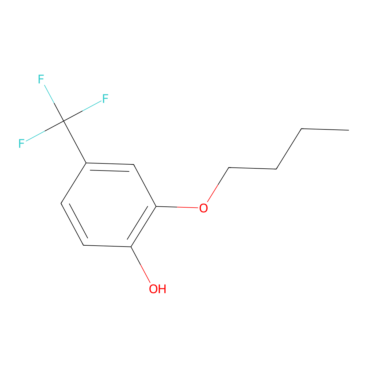 2-Butoxy-4-(trifluoromethyl)phenol molecular structure, CAS 1881321-90-9