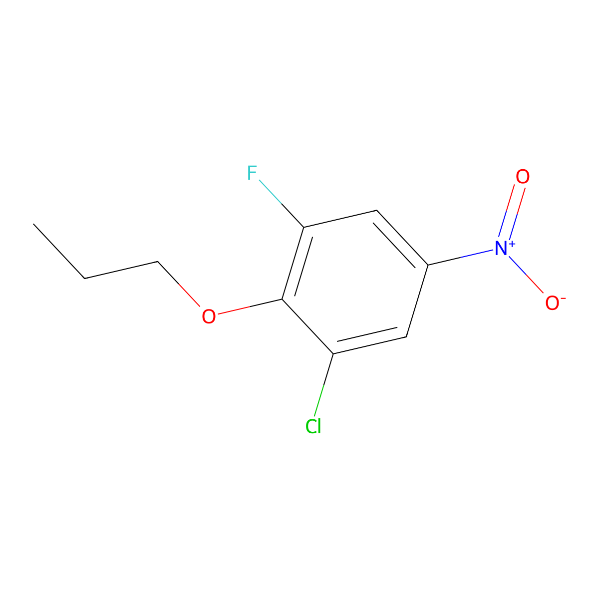 1-Chloro-3-fluoro-5-nitro-2-propoxybenzene molecular structure, CAS 1881321-96-5