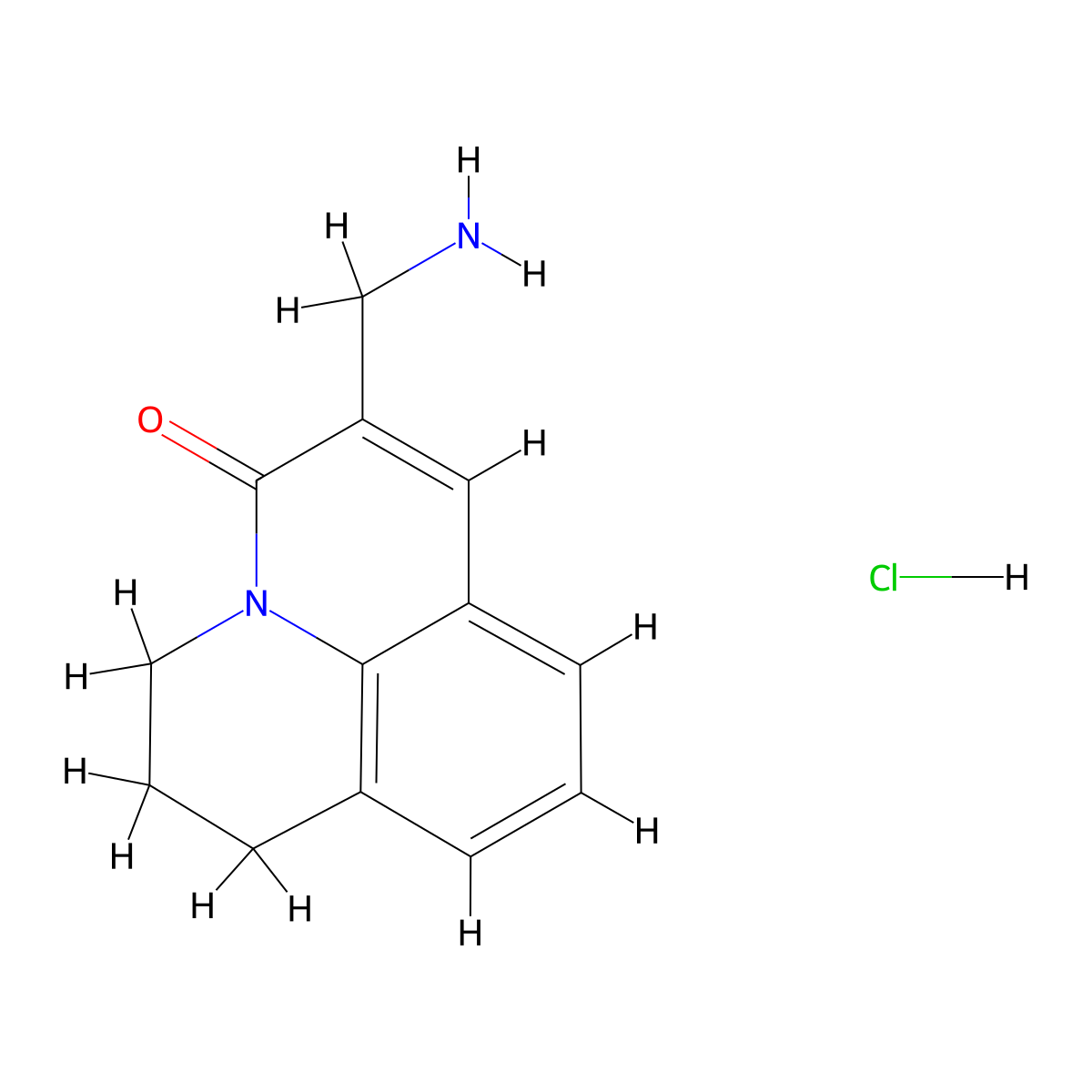 6-(aminomethyl)-2,3-dihydro-1H,5H-pyrido[3,2,1-ij]quinolin-5-one hydrochloride molecular structure, CAS 1881322-03-7