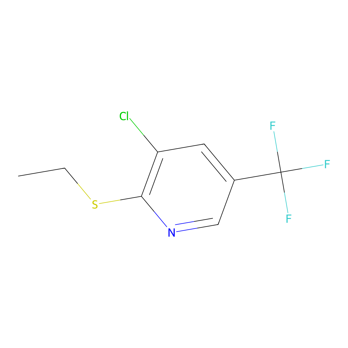 3-Chloro-2-(ethylsulfanyl)-5-(trifluoromethyl)pyridine molecular structure, CAS 1881322-06-0