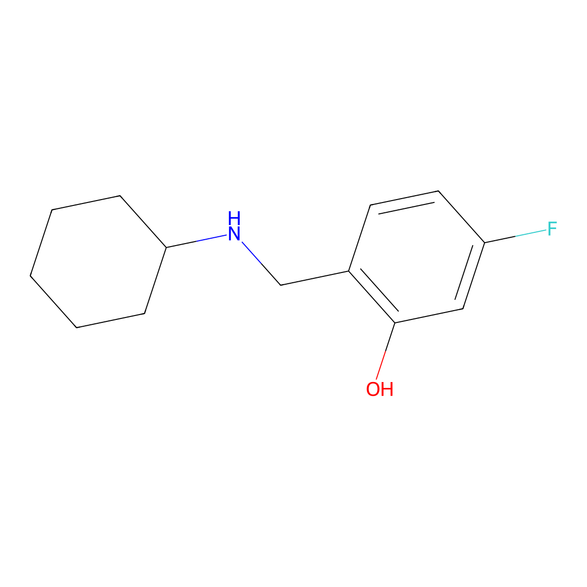 2-[(Cyclohexylamino)methyl]-5-fluorophenol molecular structure, CAS 1881322-12-8