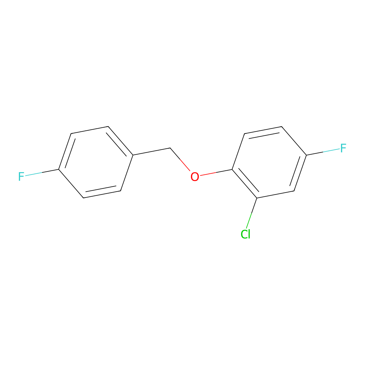 2-Chloro-4-fluoro-1-[(4-fluorophenyl)methoxy]benzene molecular structure, CAS 1881322-13-9