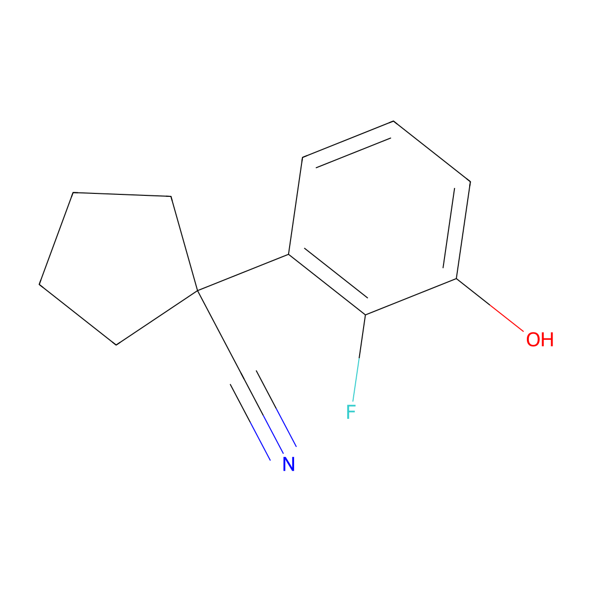 1-(2-Fluoro-3-hydroxyphenyl)cyclopentane-1-carbonitrile molecular structure, CAS 1881322-18-4
