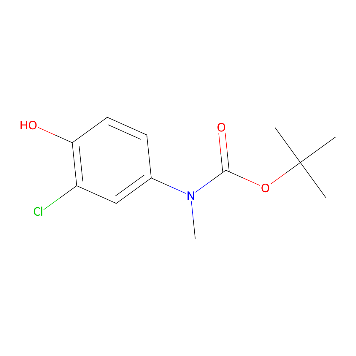 Tert-butyl N-(3-chloro-4-hydroxyphenyl)-N-methylcarbamate molecular structure, CAS 1881322-22-0