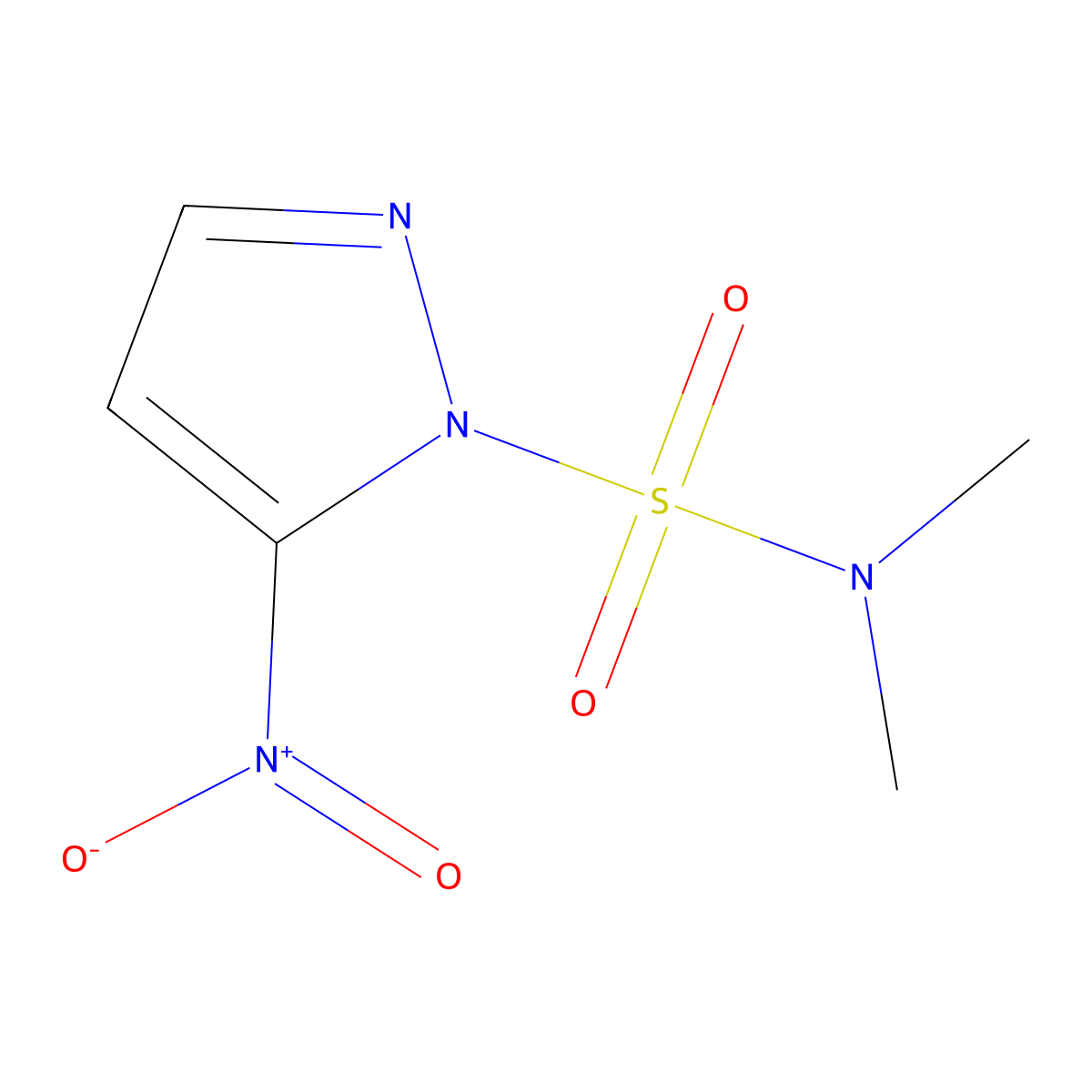 N,N-dimethyl-5-nitro-1H-pyrazole-1-sulfonamide molecular structure, CAS 1881322-23-1