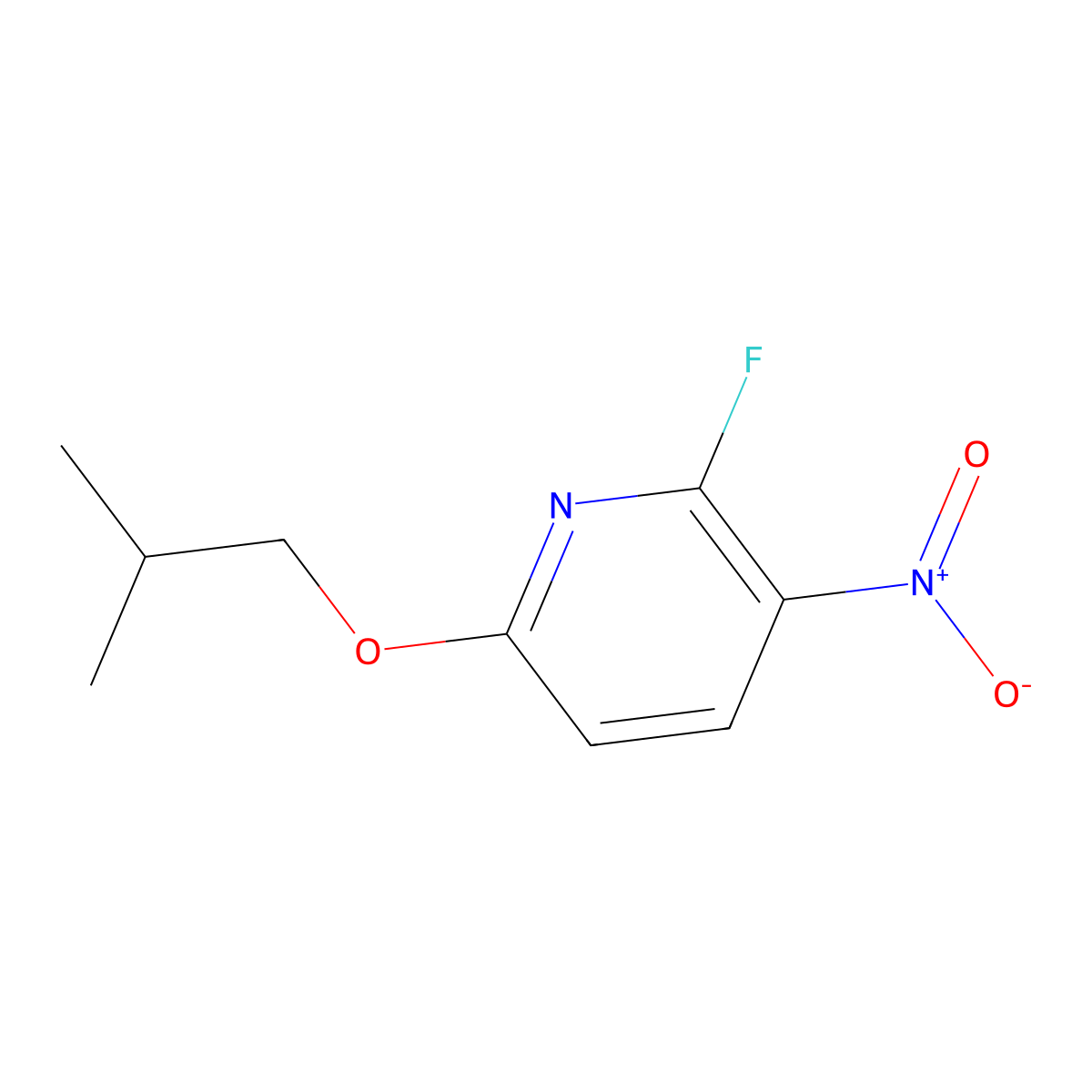 2-Fluoro-6-(2-methylpropoxy)-3-nitropyridine molecular structure, CAS 1881322-26-4