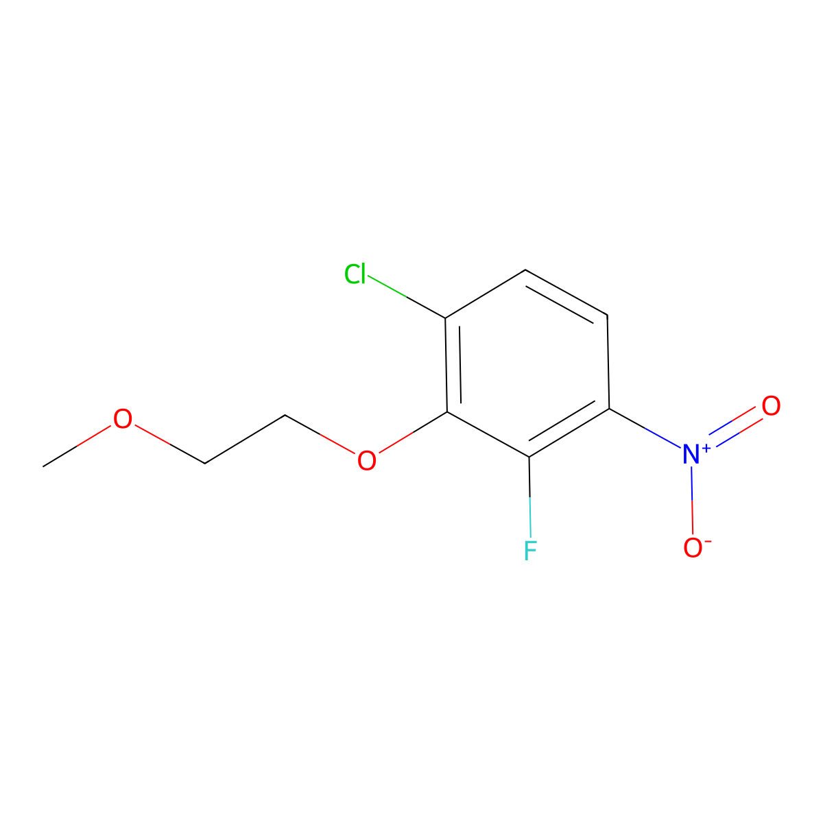 1-Chloro-3-fluoro-2-(2-methoxyethoxy)-4-nitrobenzene molecular structure, CAS 1881322-28-6